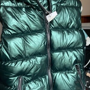 Women's Shiny Green Puffer Jacket